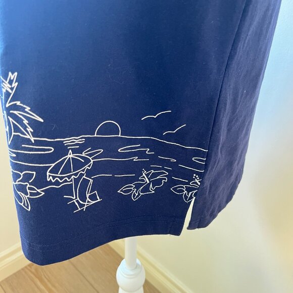 😎🌞Jessica Dress - Navy Blue Sleeveless with White Beach Print | Vacation Ready - Picture 7 of 12